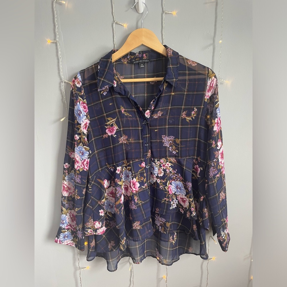 Floral Plaid Women's Top